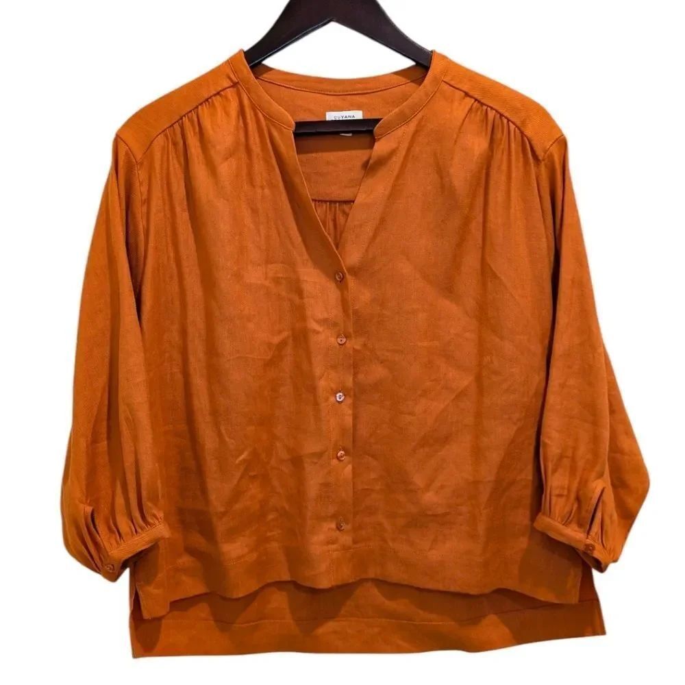 Cuyana Linen Lyocell Dolman Blouse – Burnt Orange – XS